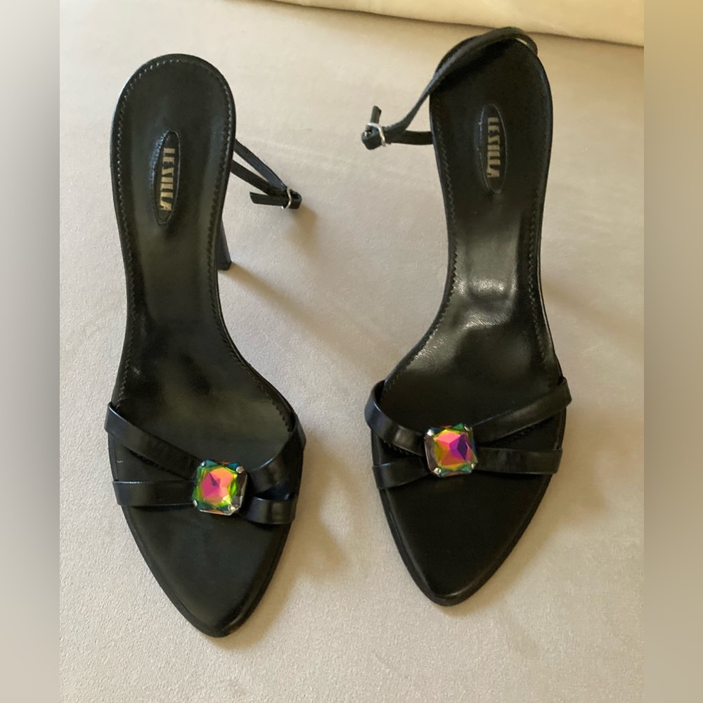 Le Silla Vintage Black Leather Heels.  Made in Italy.  Size 38-1/2